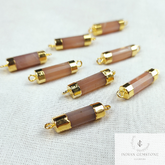 Pink Chalcedony Pendent Connector, Chalcedony Jewelry, Gemstone Connector, Bar Connector, Tube Pendent, Double Loop, Necklace Making Pendent